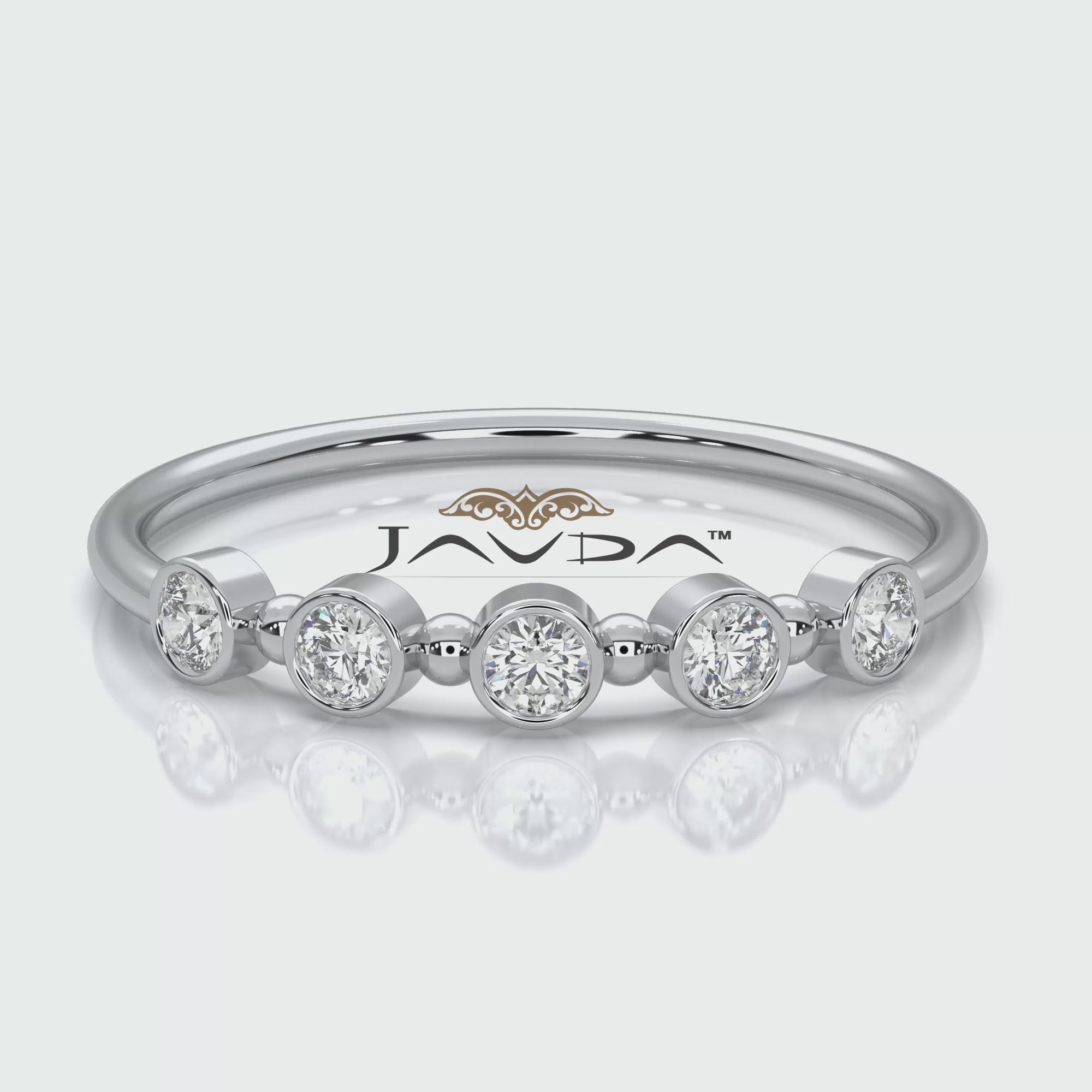 Minimalist Round Cut Lab Diamond Bar Set Anniversary Ring 0.15ctw.